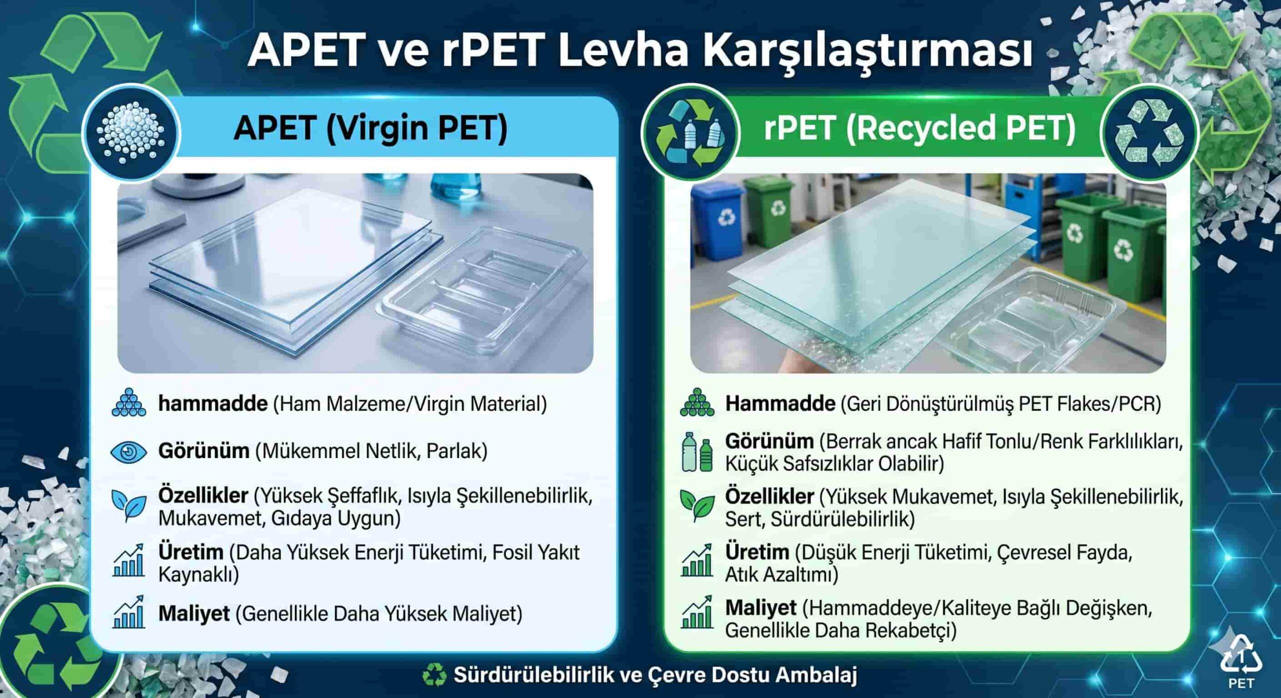 Apet ve rPet Levha Karşılaştırma